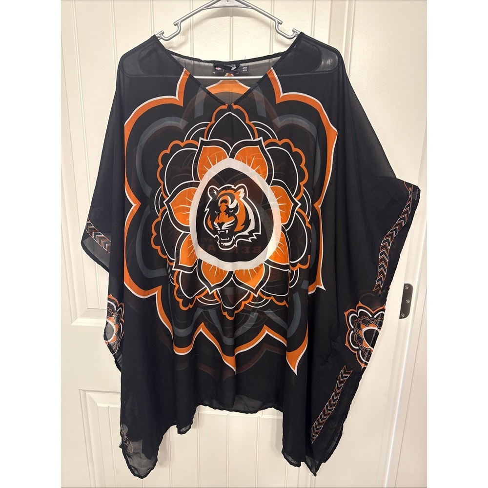 Cincinnati Bengals Littlearth NFL Sheer Caftan with Flower Design One Size